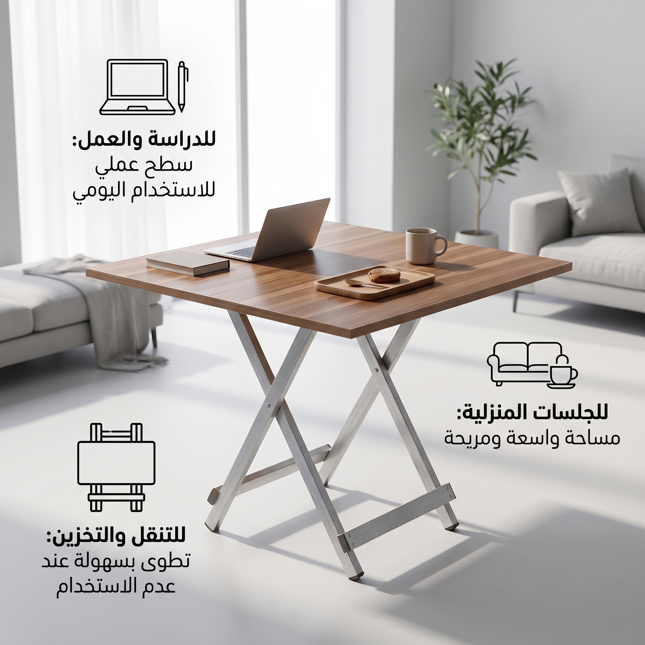 طاولة قابلة طاولة قابلة للطي متعددة الاستخدامات – للدراسة والعمل والأكل