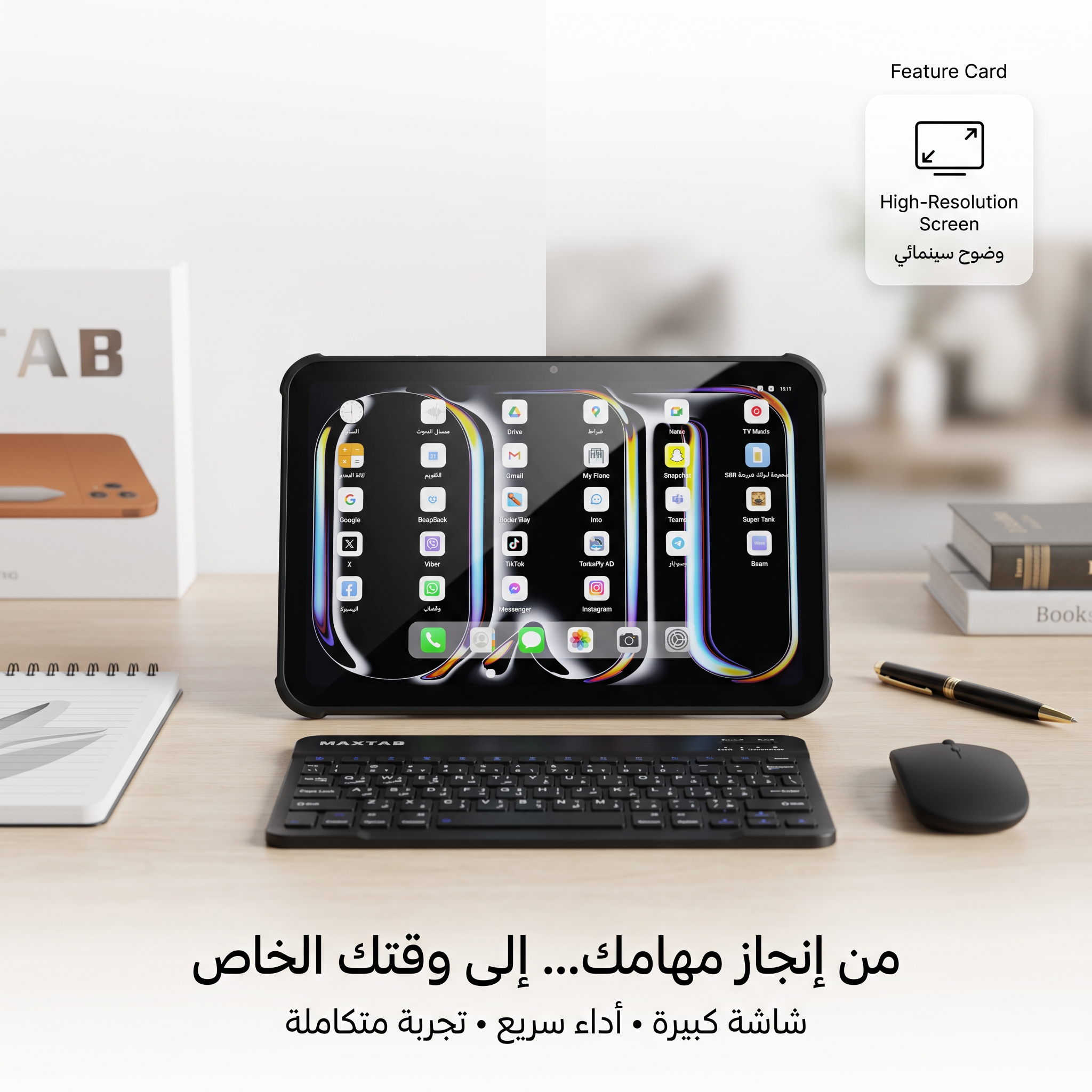 تابلت 12 بوصة MAXTAB 70 Pro (ضمان عام ) بكيبورد و ماوس بلوتوث + مجموعة هدايا