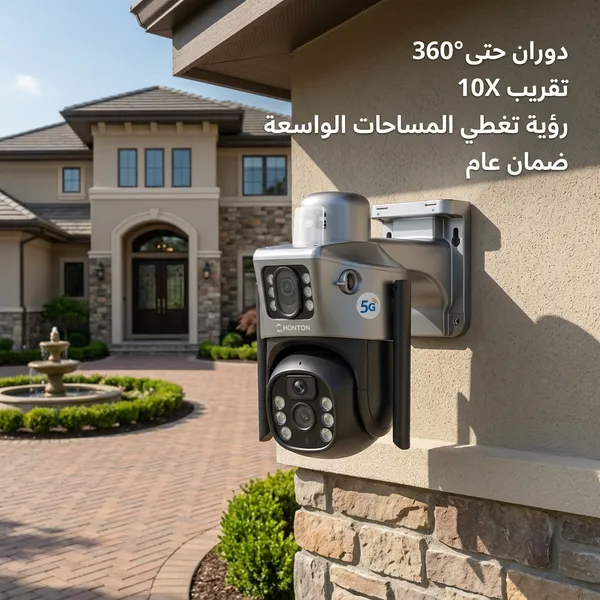 كاميرا مراقبة مزدوجة بالطاقة الشمسية 8MP مع شريحة 4G/5G وWiFi – دوران 360° ورؤية ليلية ملونة