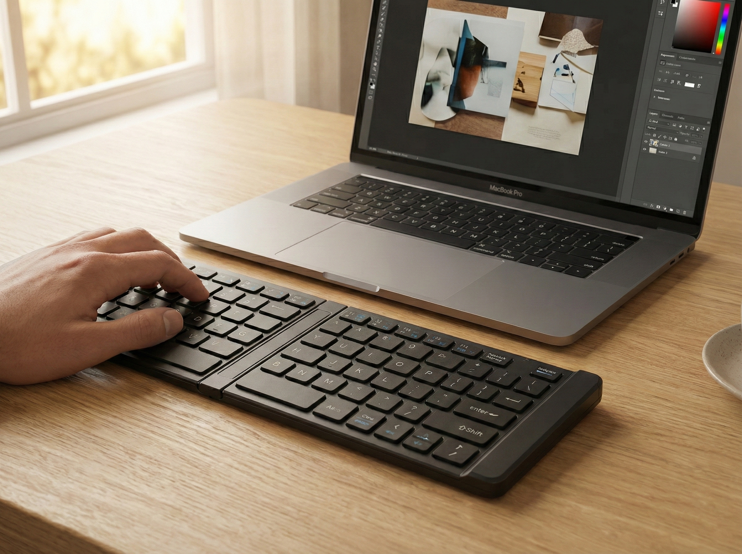 كيبورد قابل للطى+ ماوس هدية مجانية