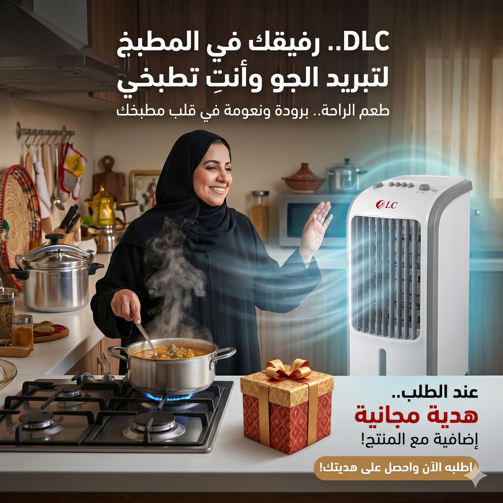 مكيف صحراوي متنقل DLC سعة 4 لتر بضمان عامين (تبريد بالثلج + موفر للطاقة) 80 واط مع هدية مجانية