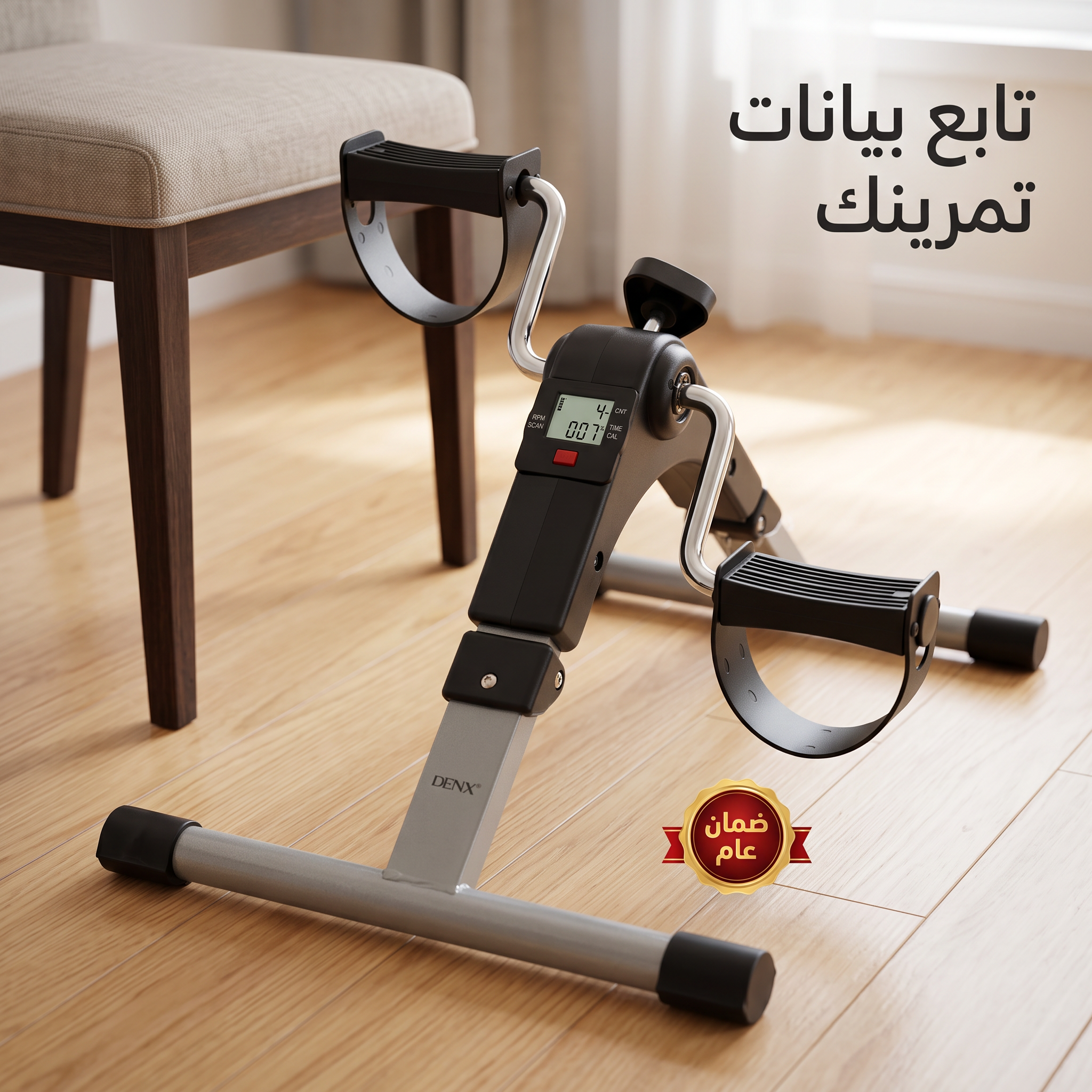 جهاز تمرين منزلي صغير قابل للطي مزود ببدالات وشاشة LCD بضمان عام