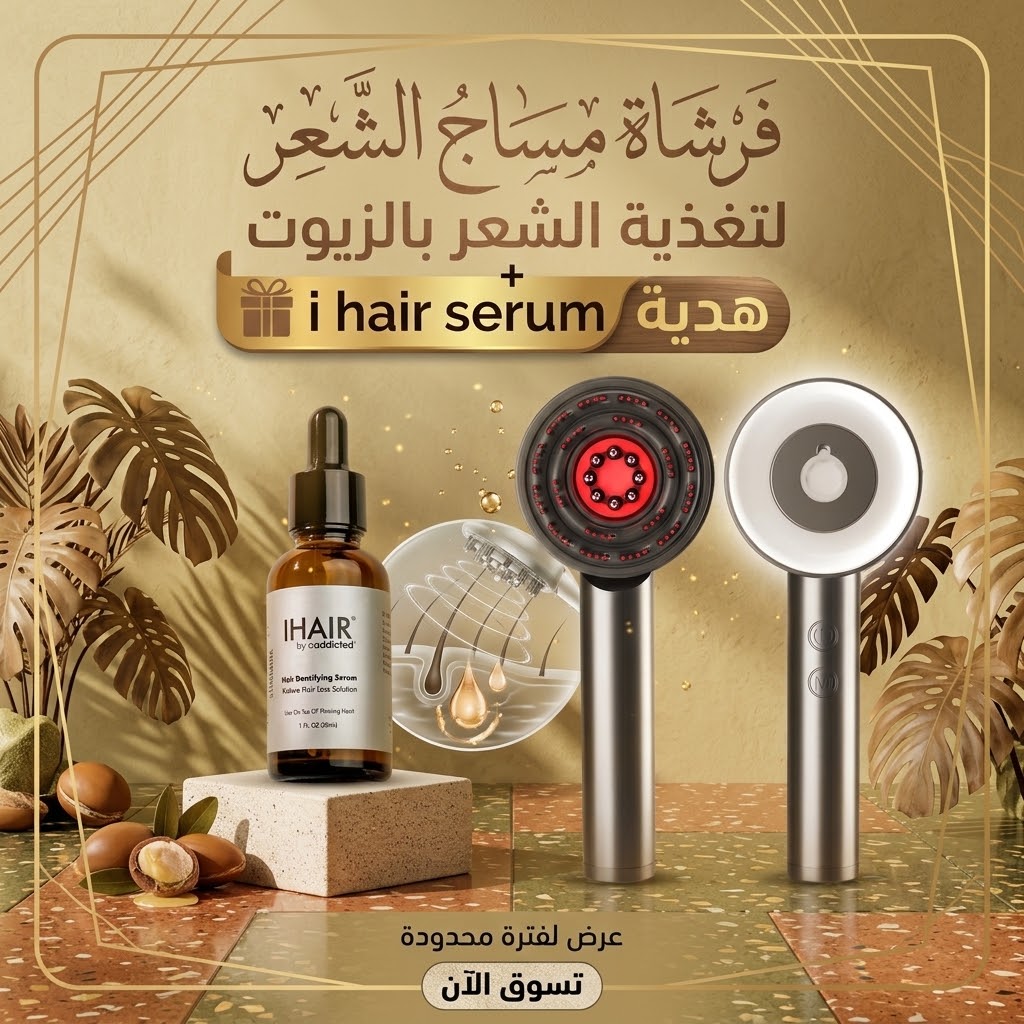 فرشاة مساج الشعر لتغذية الشعر بالزيوت +  i hair serum هدية 