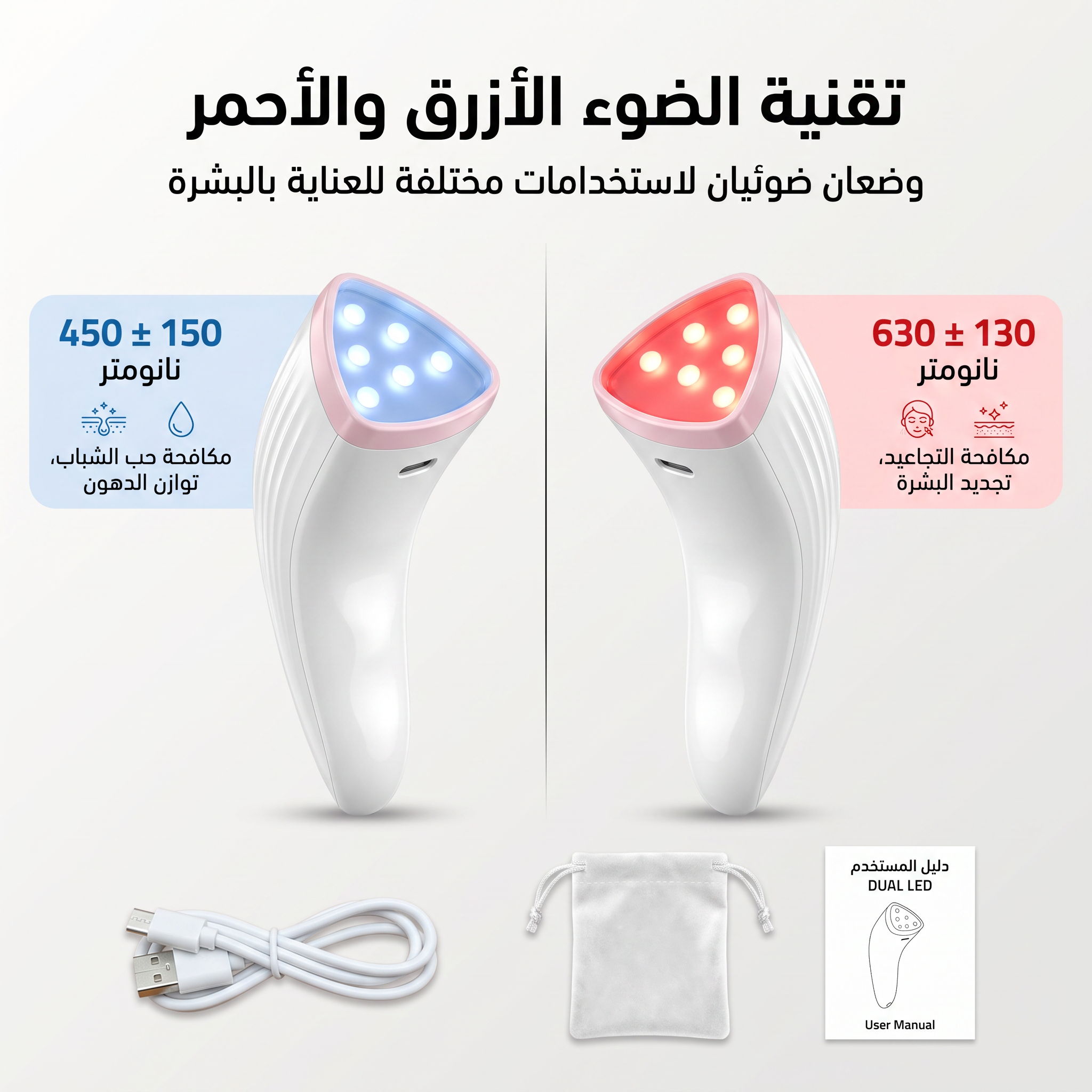 جهاز العلاج الضوئي للحبوب بتقنية الضوء الازرق والاحمر