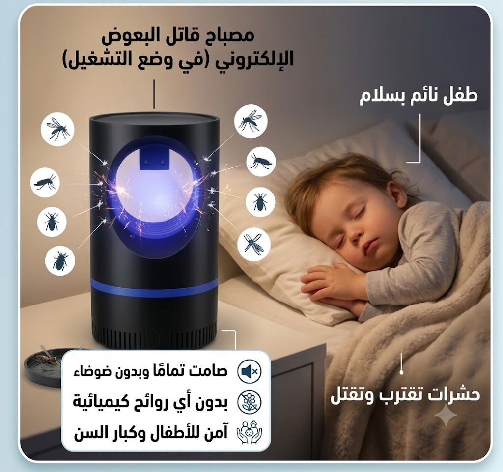 مصباح قاتل الناموس والبعوض الكهربائي لغرف النوم والكشتات