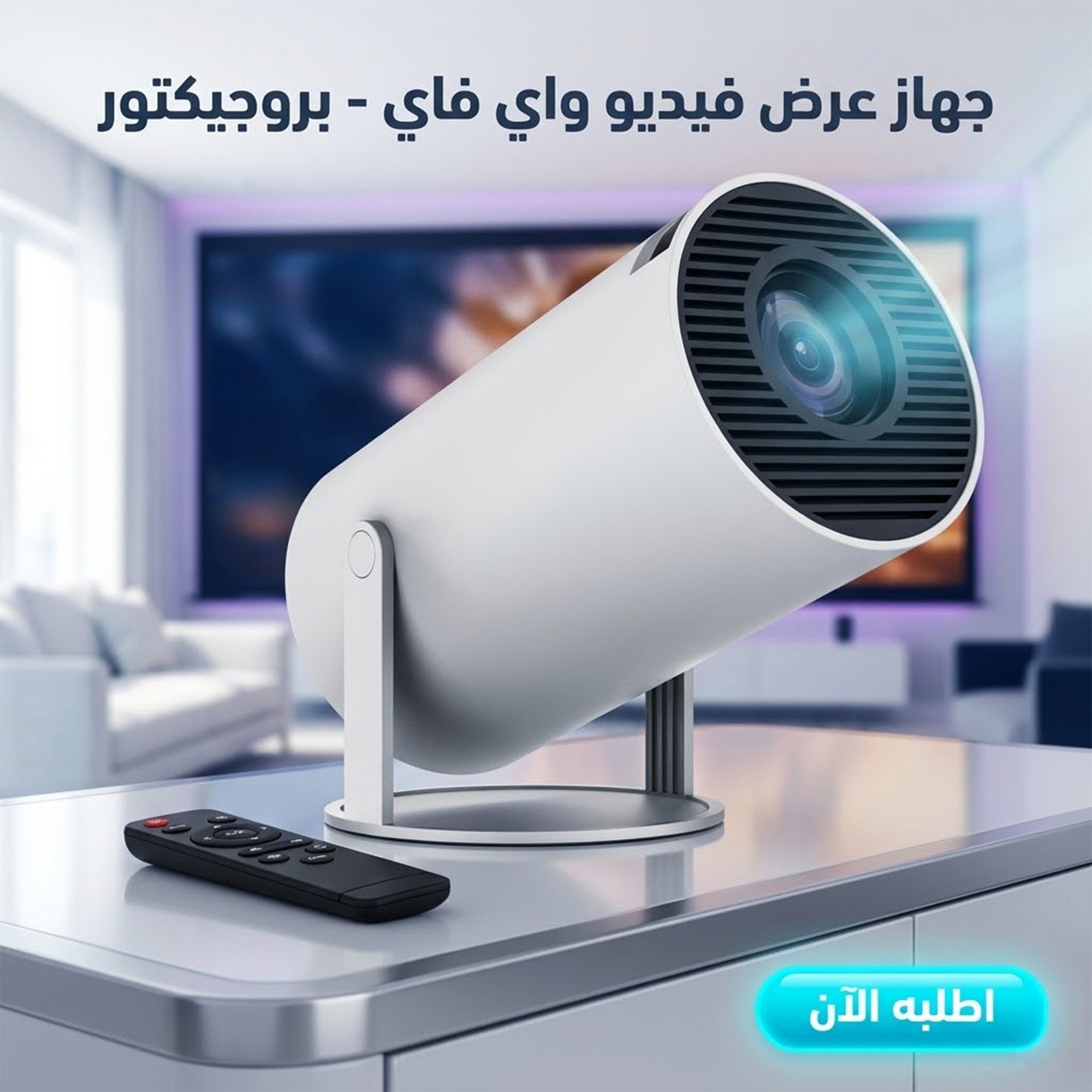 جهاز عرض فيديو واي فاي  محمول عالي الدقة HD بدقة 4 بيكسل 1080P