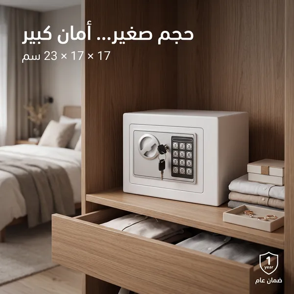 خزنة إلكترونية آمنة برمز رقمي لحفظ المقتنيات والأموال – 17 × 17 × 23 سم – ضمان عام