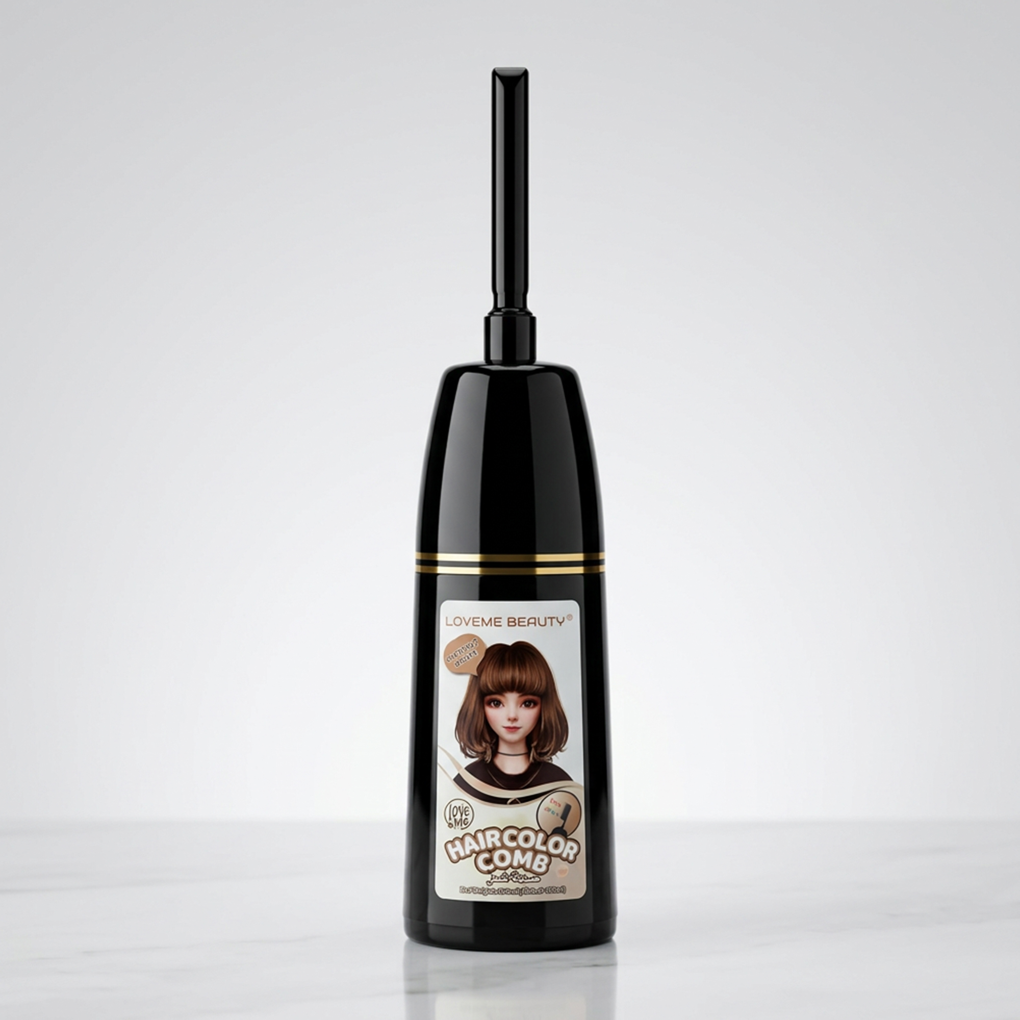 شامبو صبغة الشعر مع مشط للتوزيع للرجال والنساء - بني بندقي