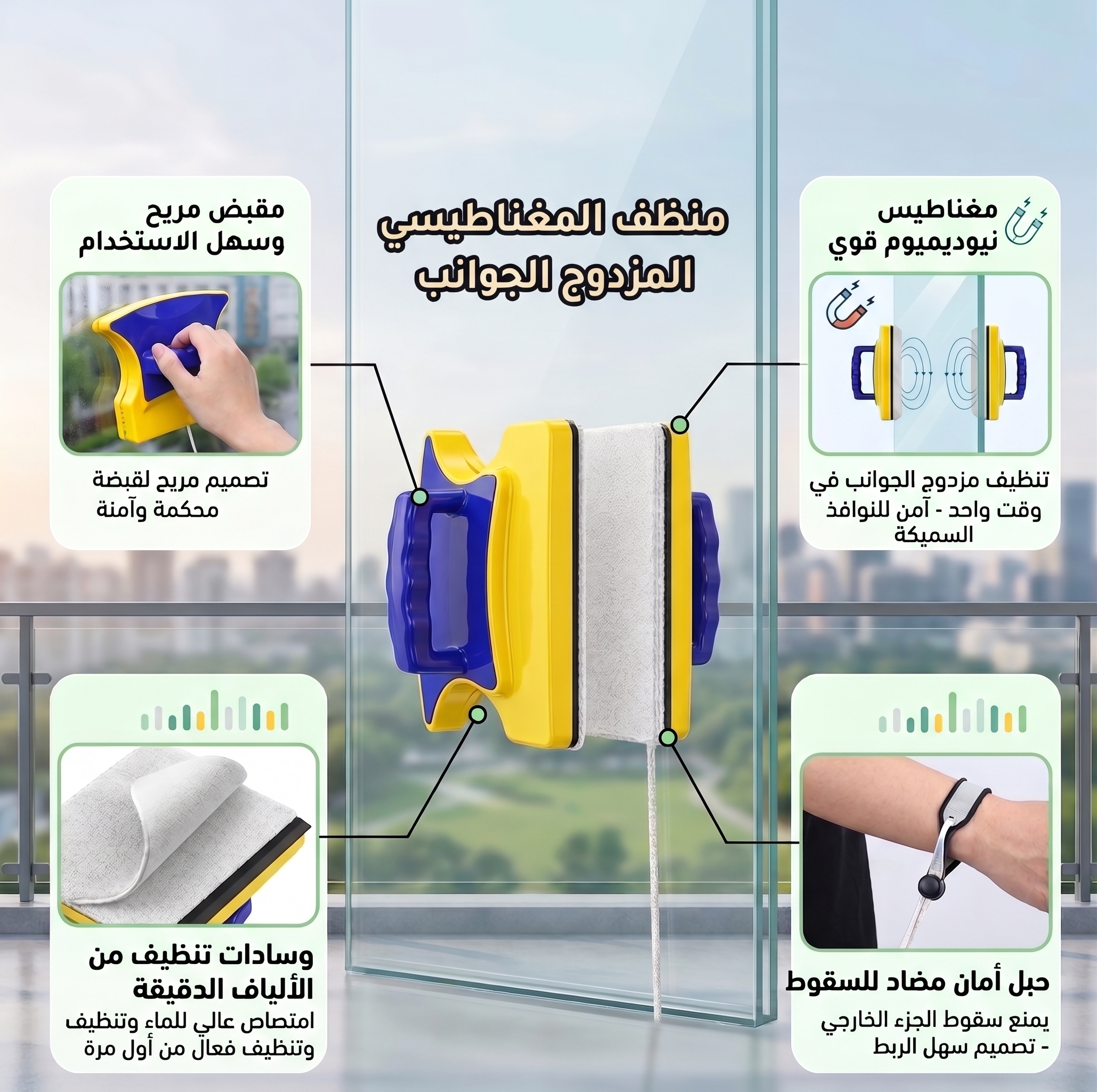 طريقة استخدام مساحة الزجاج المغناطيسية
