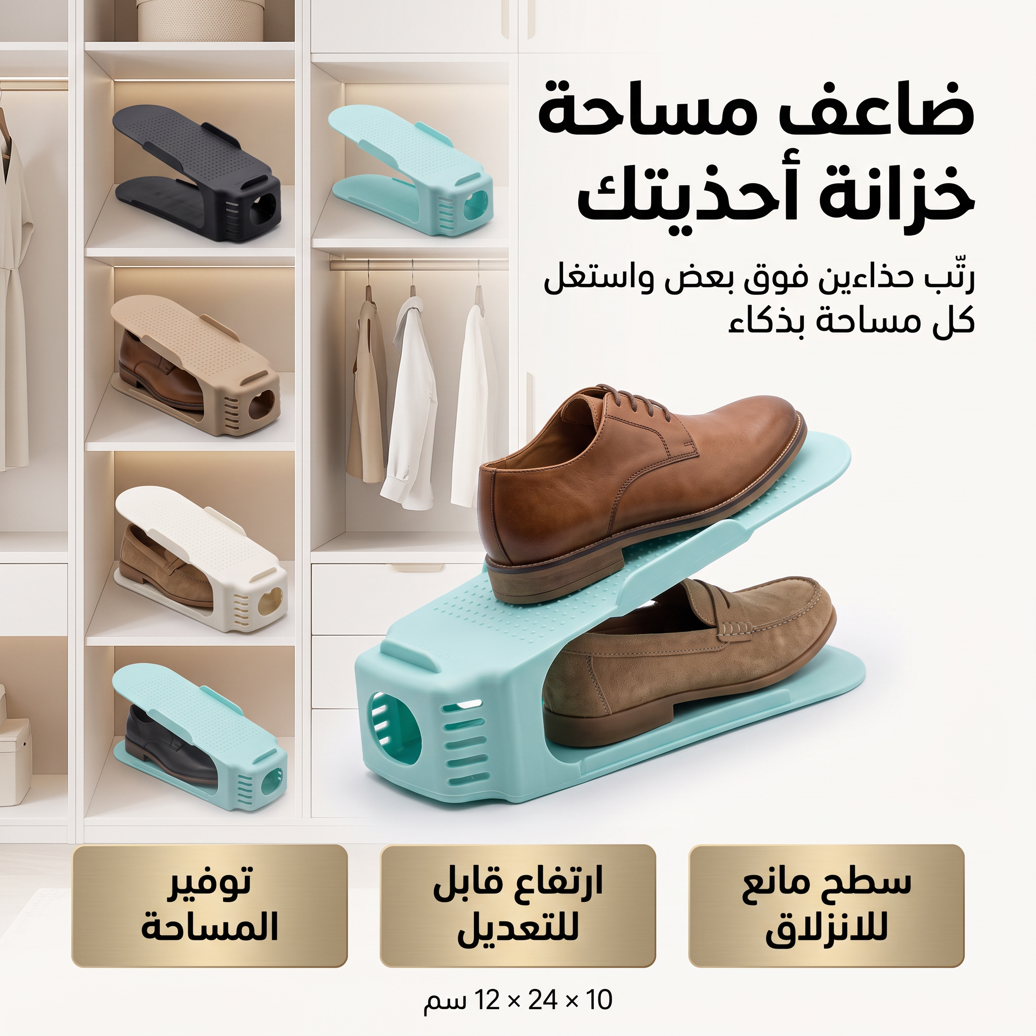  4 قطع منظم الأحذية المزدوج (رتب أحذيتك فوق بعض بتكة واحدة)
