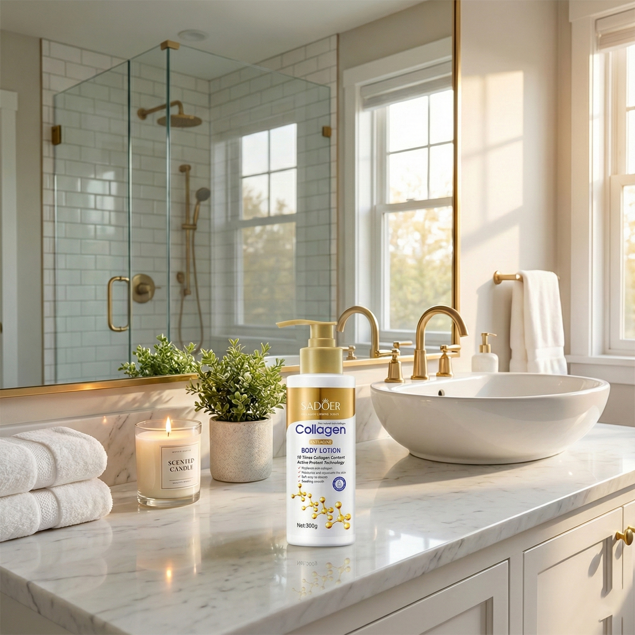 مرطب شد الجسم وتفتيح البشرة بخلاصة الكولاجين – SADOER . [ ٪31 خصم على القطعتين ]