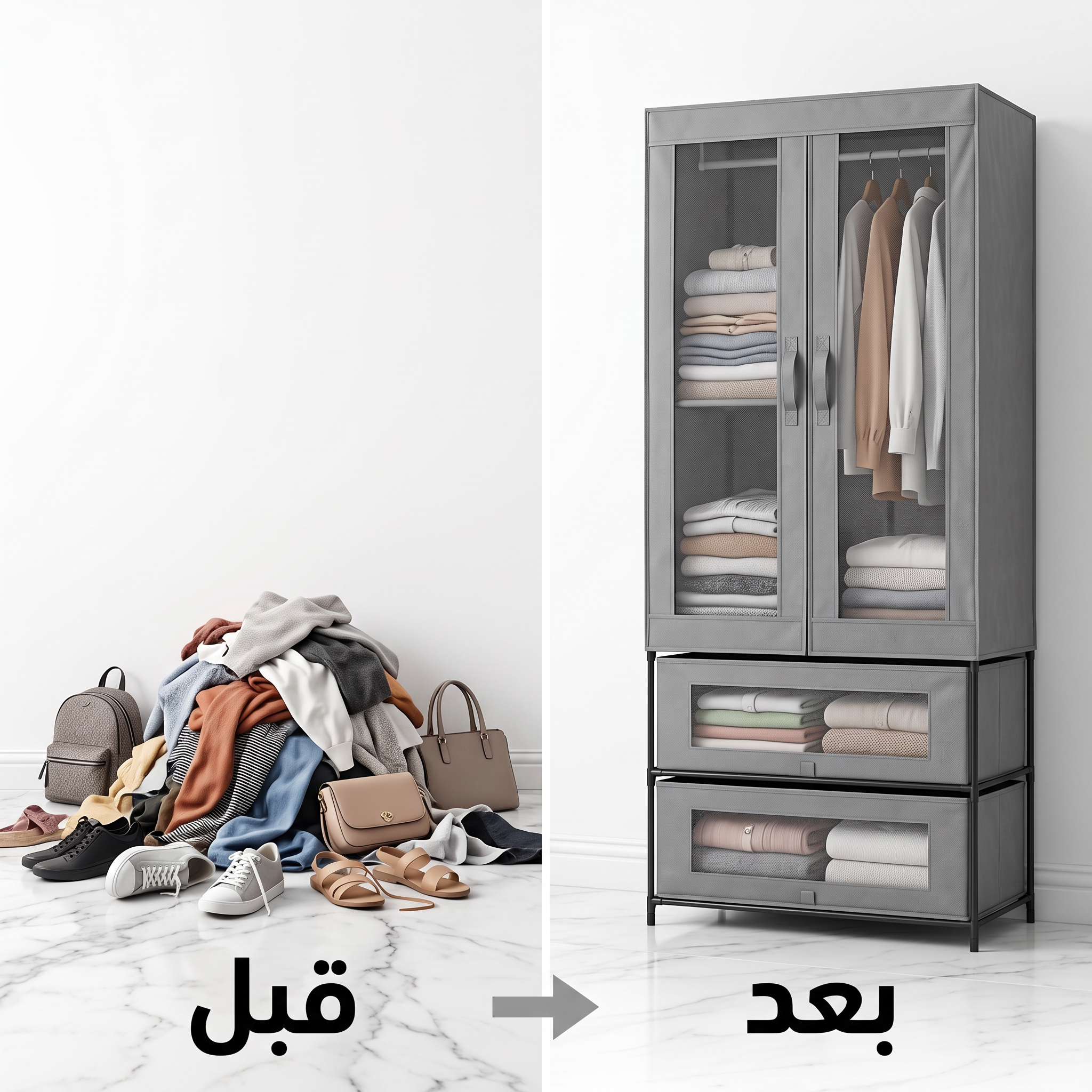 خزانه ملابس مع رفين تخزين الحديثه
