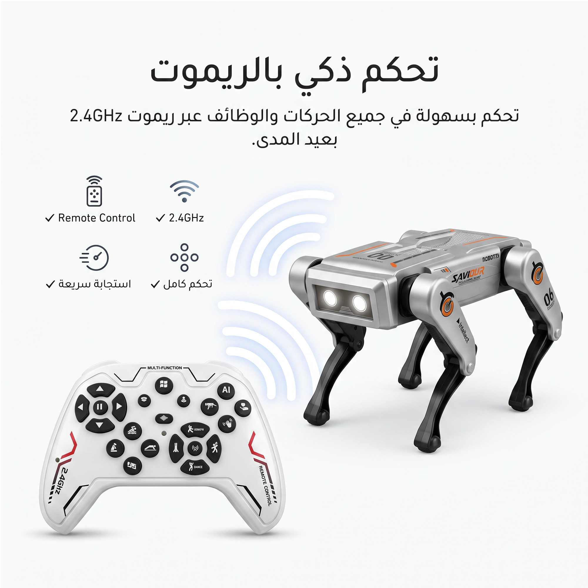روبوت ذكاء اصطناعي قابل للبرمجة مع تحكم صوتي وجهاز تحكم عن بعد للاطفال