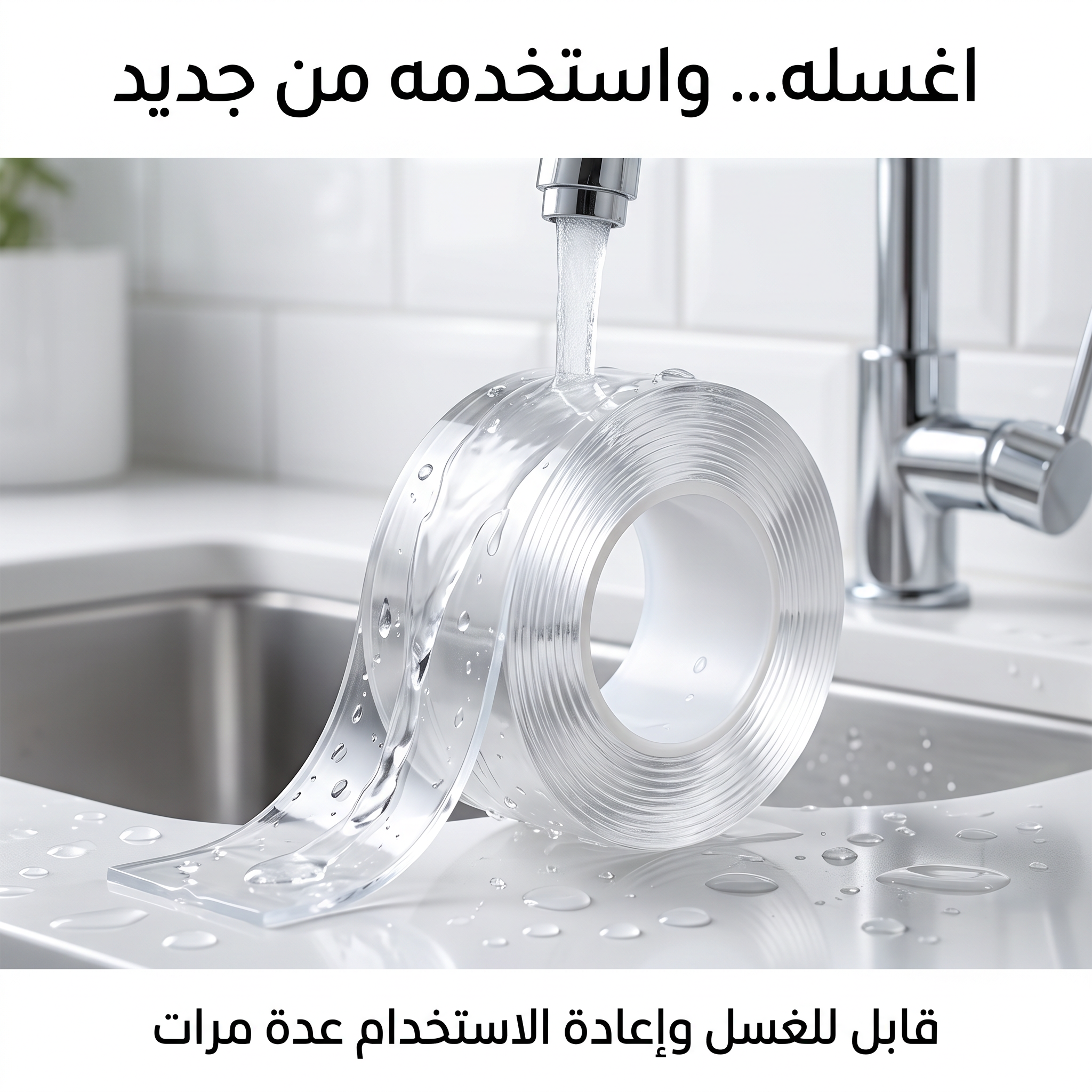 شريط لاصق نانو شفاف مزدوج الوجهين