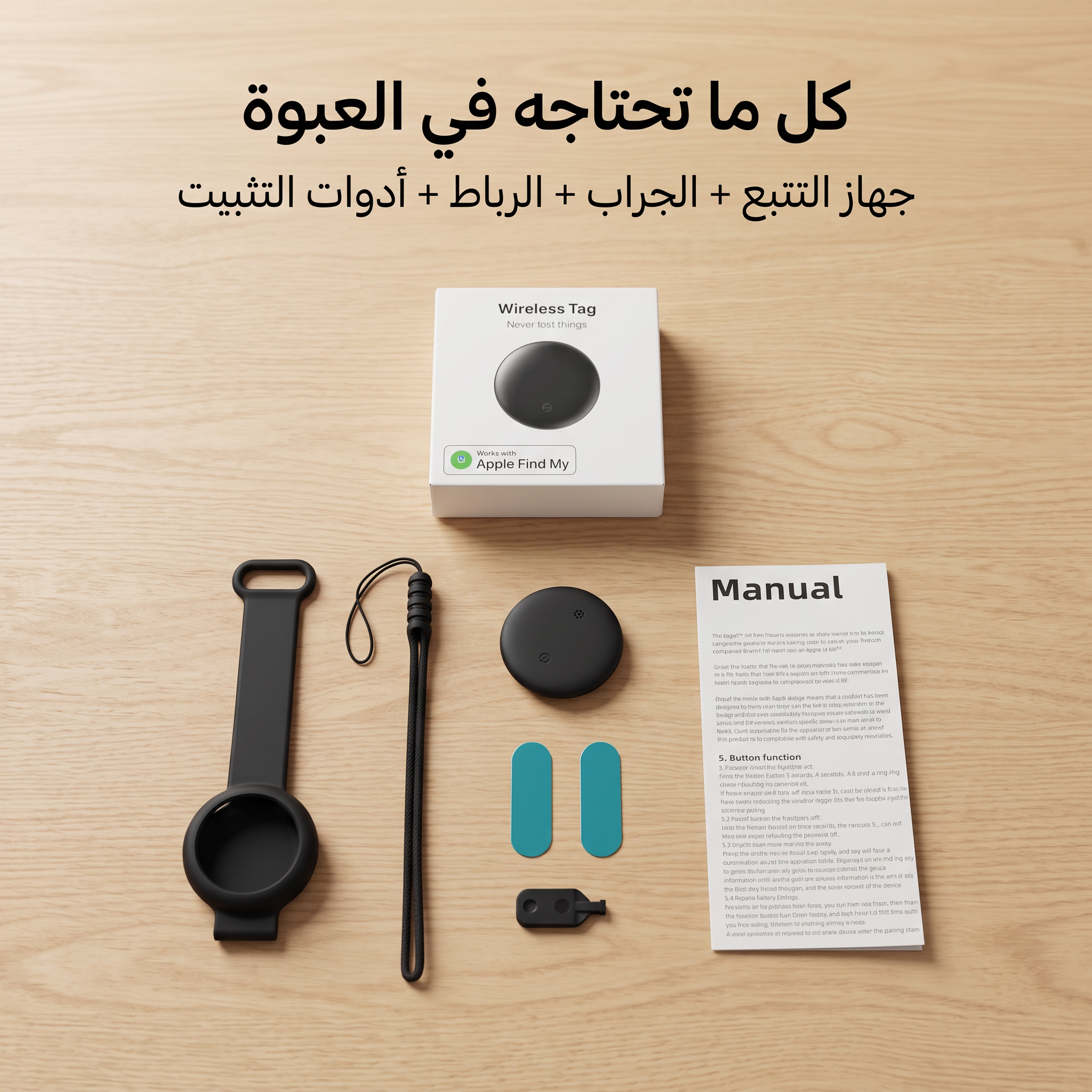جهاز تتبع  متوافق مع Apple Find My بجرس 100dB