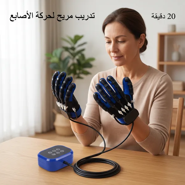 قفاز تأهيل اليد الروبوتي | لتحسين حركة الأصابع بالضغط الهوائي