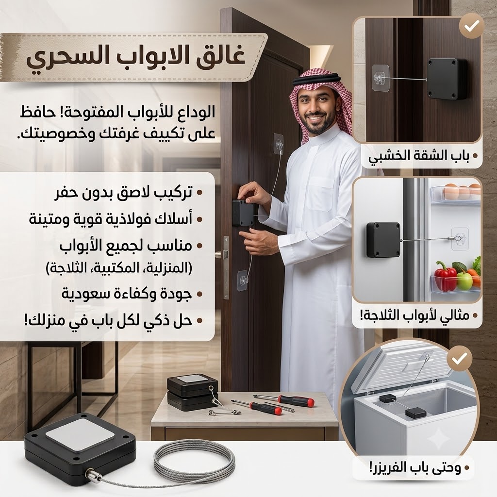 غالق الأبواب والثلاجات السحري (بدون دريل)