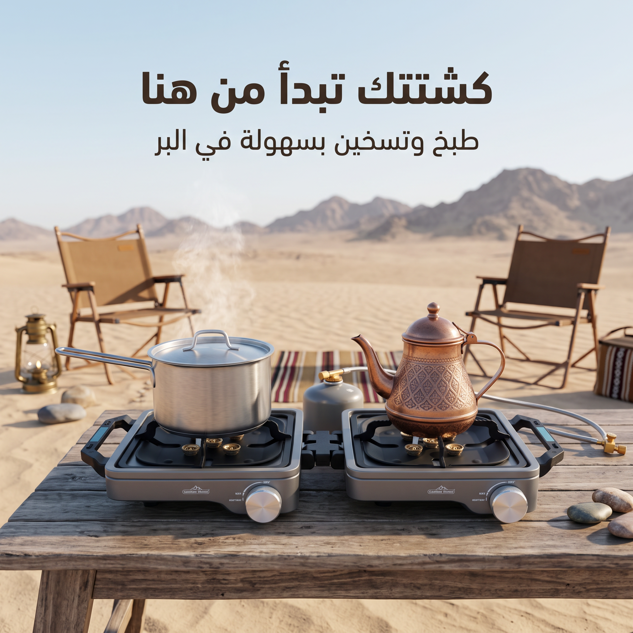 موقد غاز سفري مزدوج للرحلات والتخييم عالي القوة