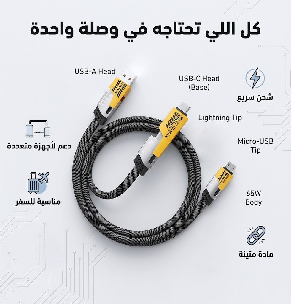 عرض Anker Power Port Nano-20W + كابل شاحن USB متعدد 15 سم، شحن سريع 3 في 1 (Lightning, Type-C & Micro USB)