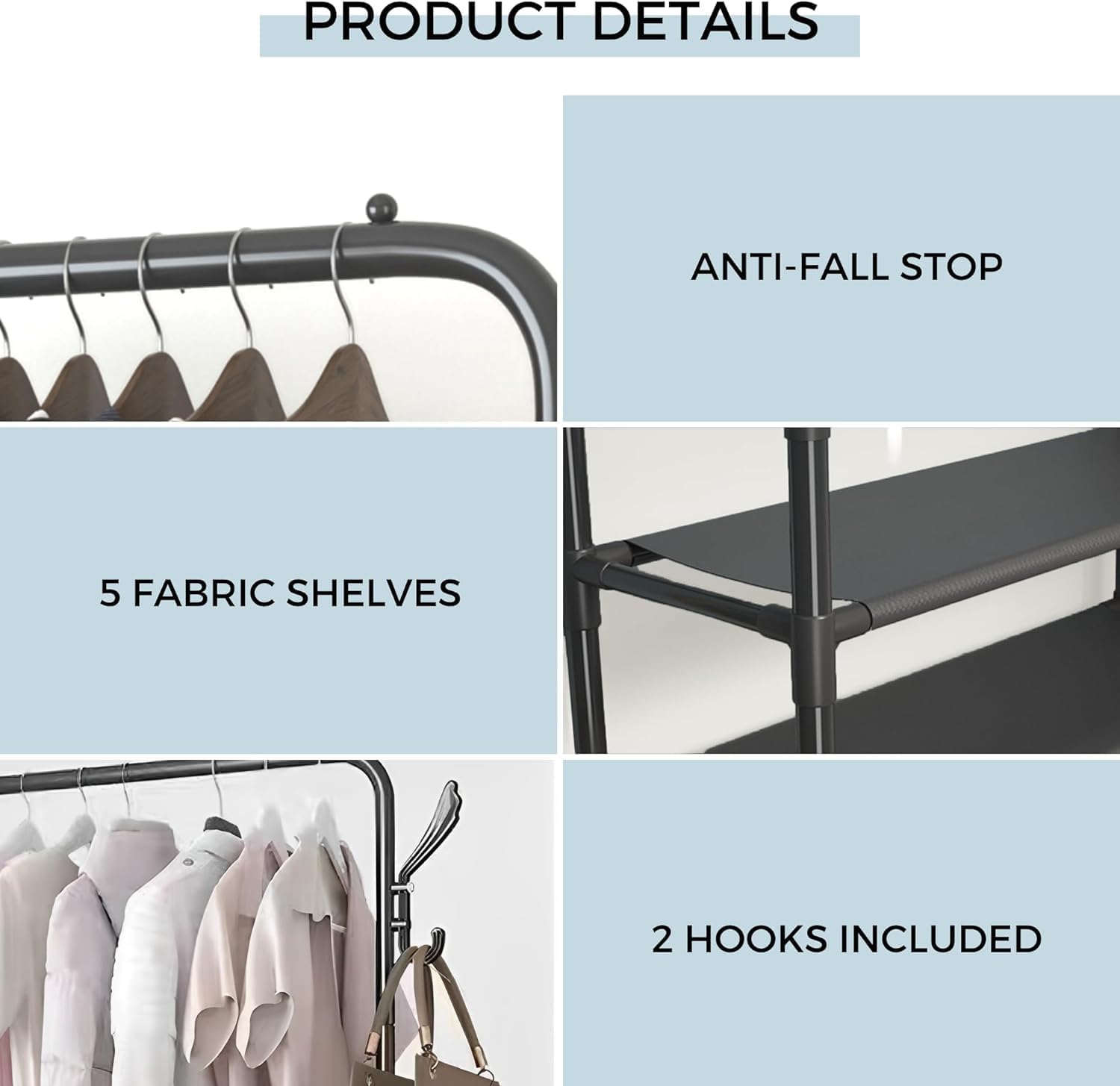 Clothes Rack 5 Shelves
