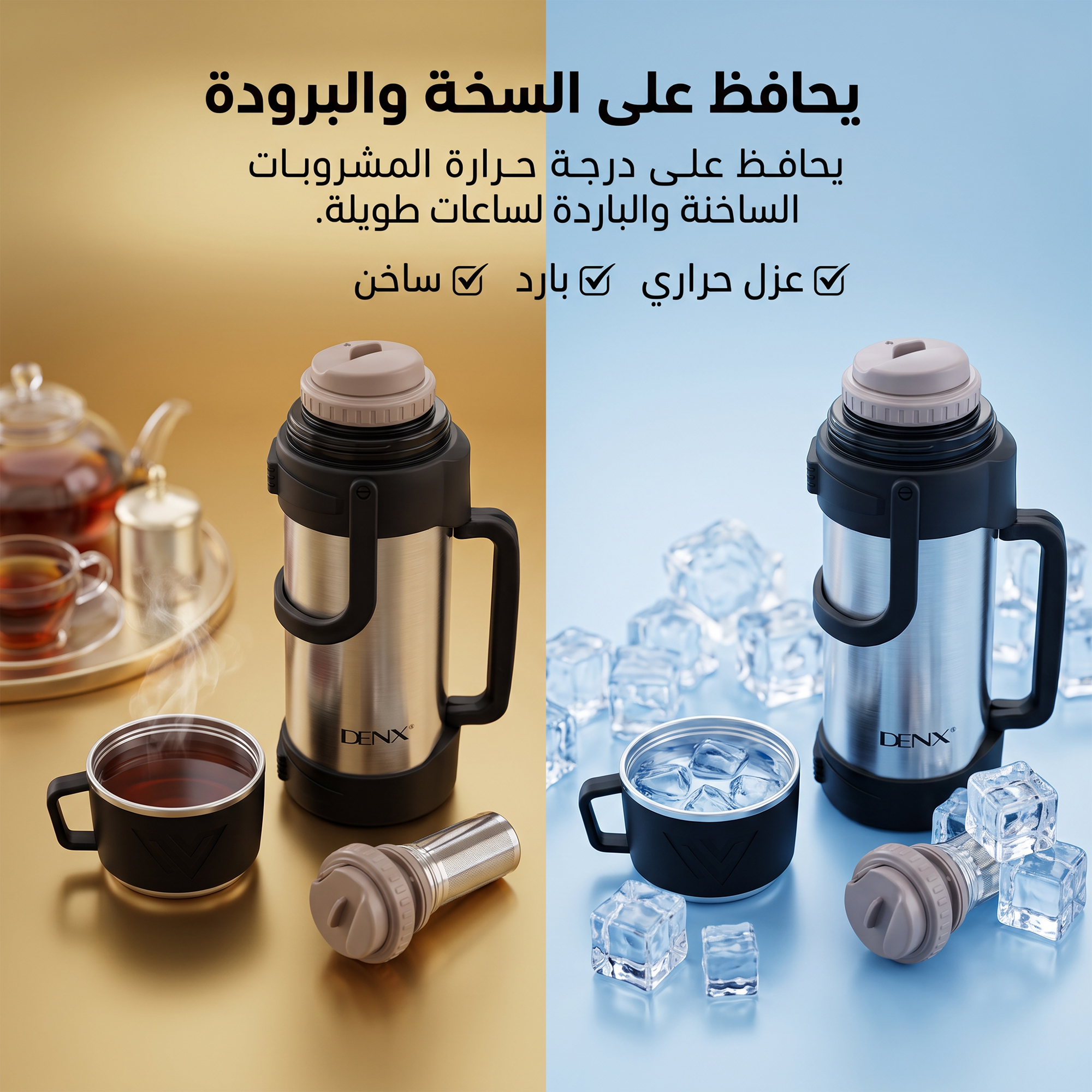 كوب حافظ للحرارة سعة 2L من الستانلس ستيل