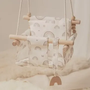  مقعد متأرجح معلق خشبي محمول