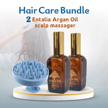 (زيت الأرغان المغربي الأصلي2 +فرشاة تدليك فروة الرأس)عرض للعناية الكاملة بالشعر