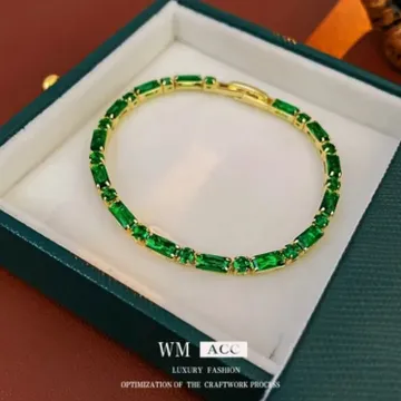  سوارة نسائية تصميم انيق ستايل اوروبي مزينة بالزاركون الاخضر