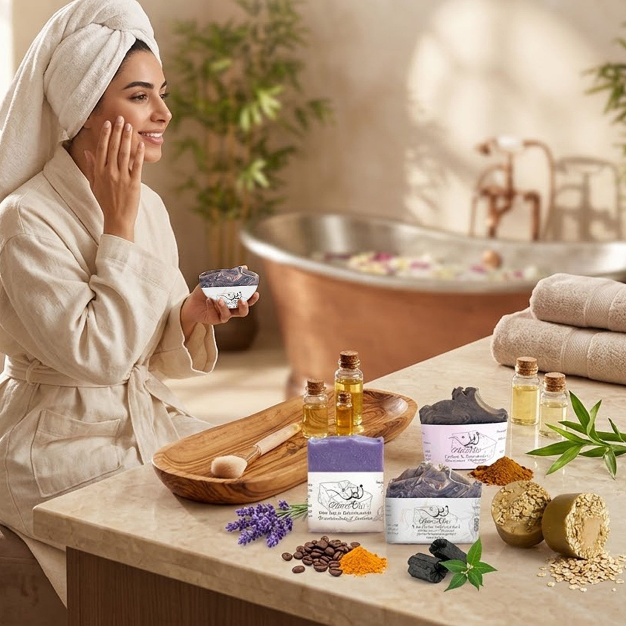 مجموعة صابون 40 جم - ( شاي - لافندر - شوفان - قهوة )