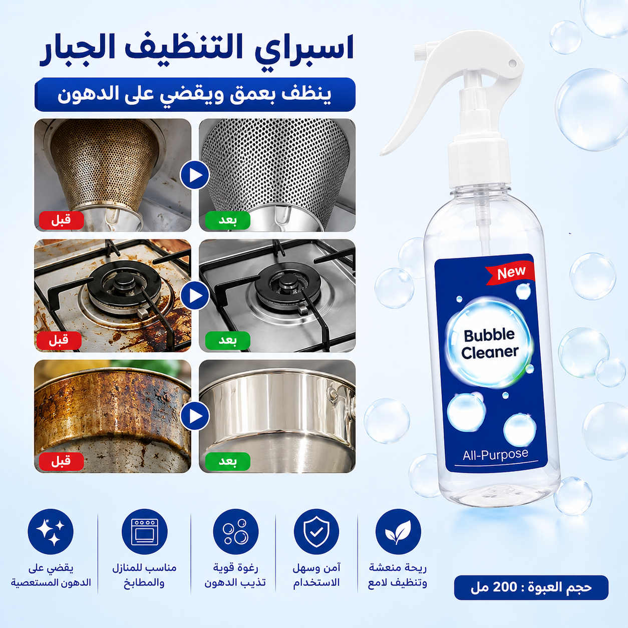 بخاخ اسبراي التنظيف الجبار Multipurpose Bubble Cleaner