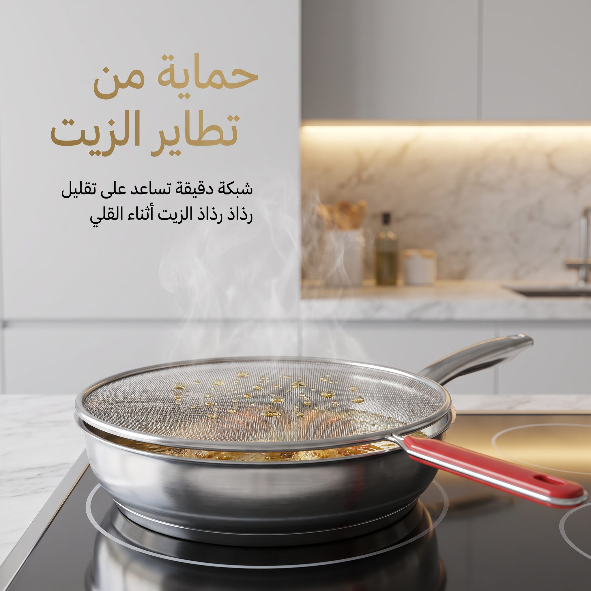 واقي طرطشة الزيت للمقالي (شبكة استانلس ستيل)