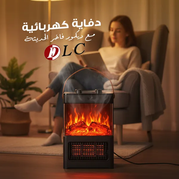دفاية كهربائية محمولة سوداء بتصميم عصري من DLC
