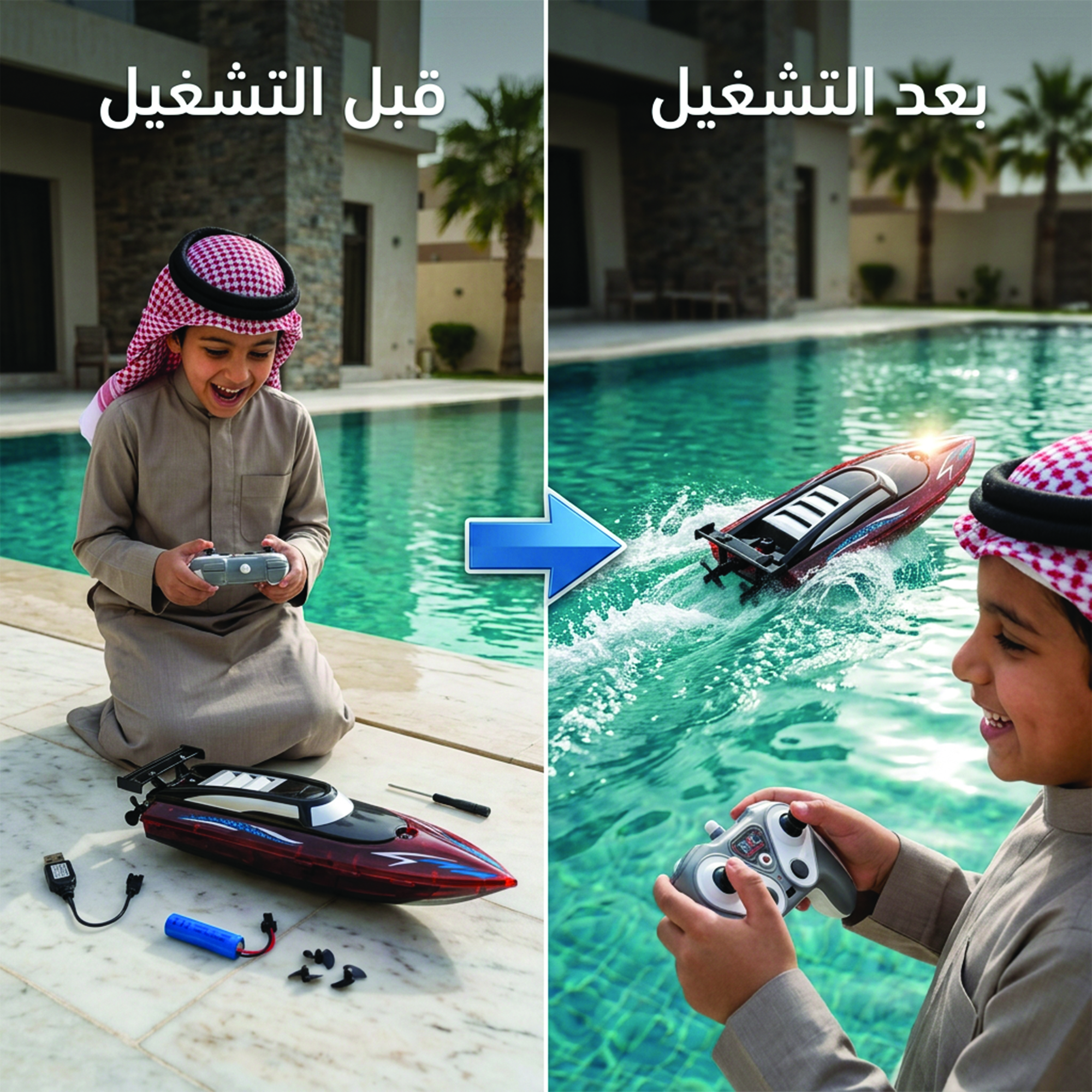 سفينة قارب سريعة تعمل بالتحكم عن بعد