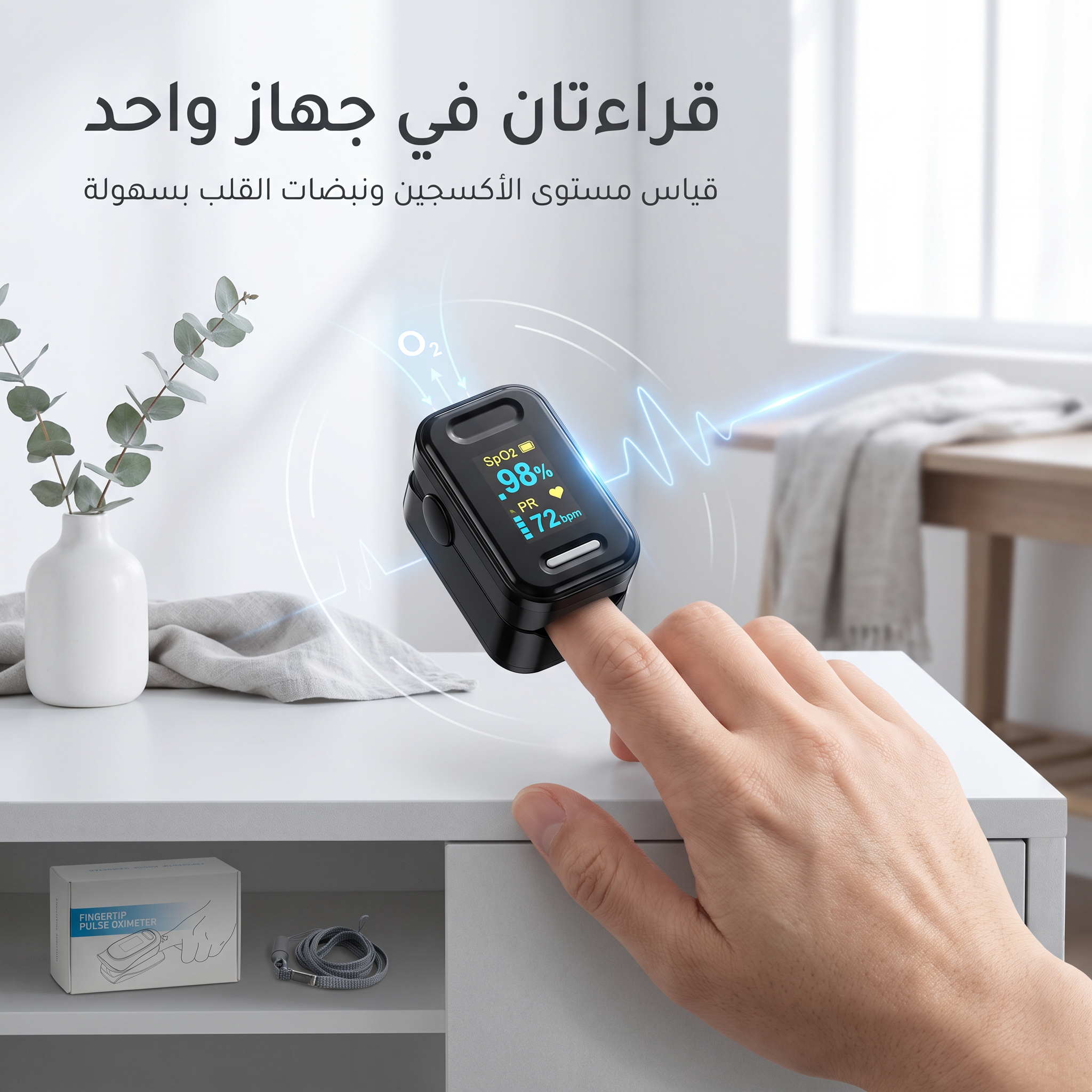 جهاز ذكي لقياس نبضك وتشبع الأكسجين بدقة وسهولة-لمتابعة صحة عضلة القلب