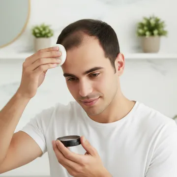 فرشاة فرد الشعر الحلقية مع بودرة لتكثيف وإخفاء فراغات الشعر للرجال والنساء