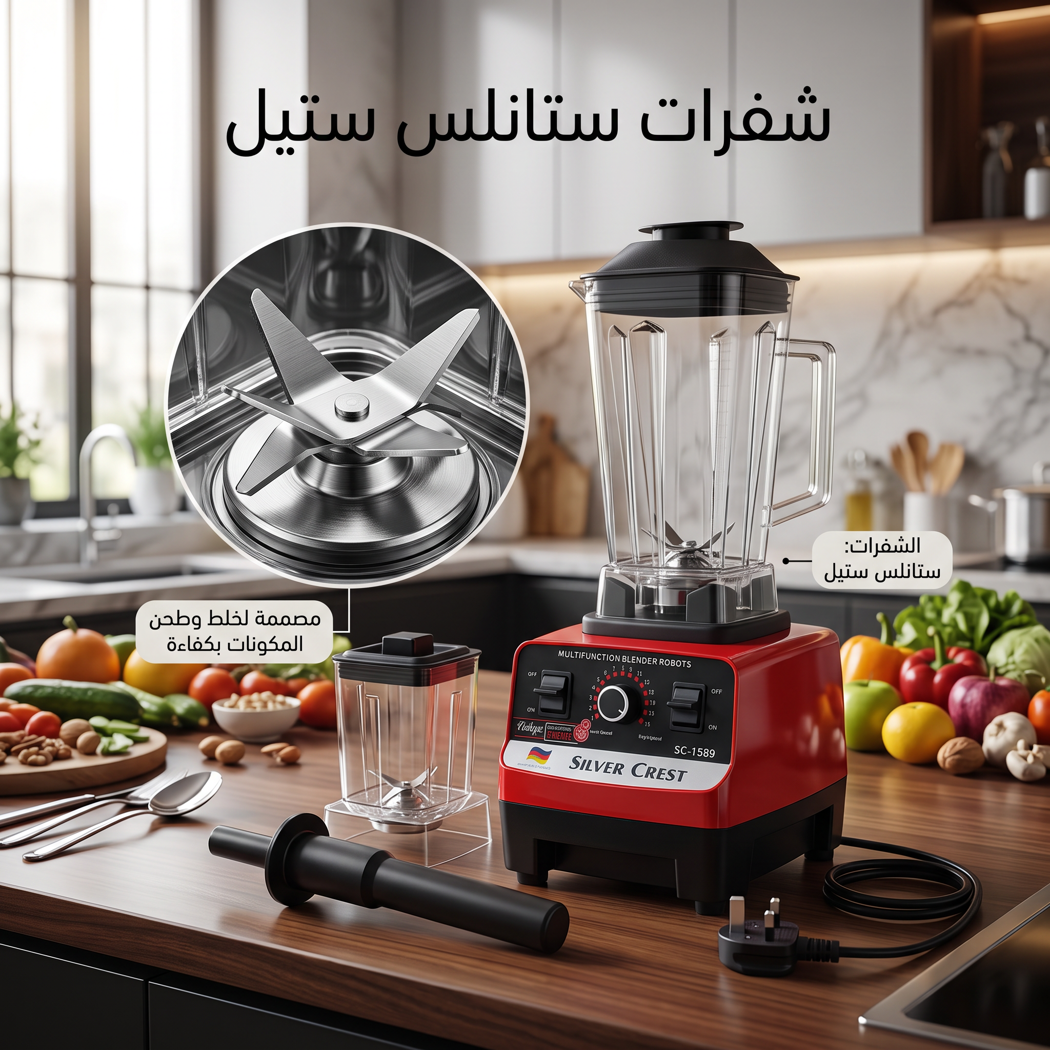 • الخلاط الألماني الأصلي مع مطحنة بضمان 6 شهور