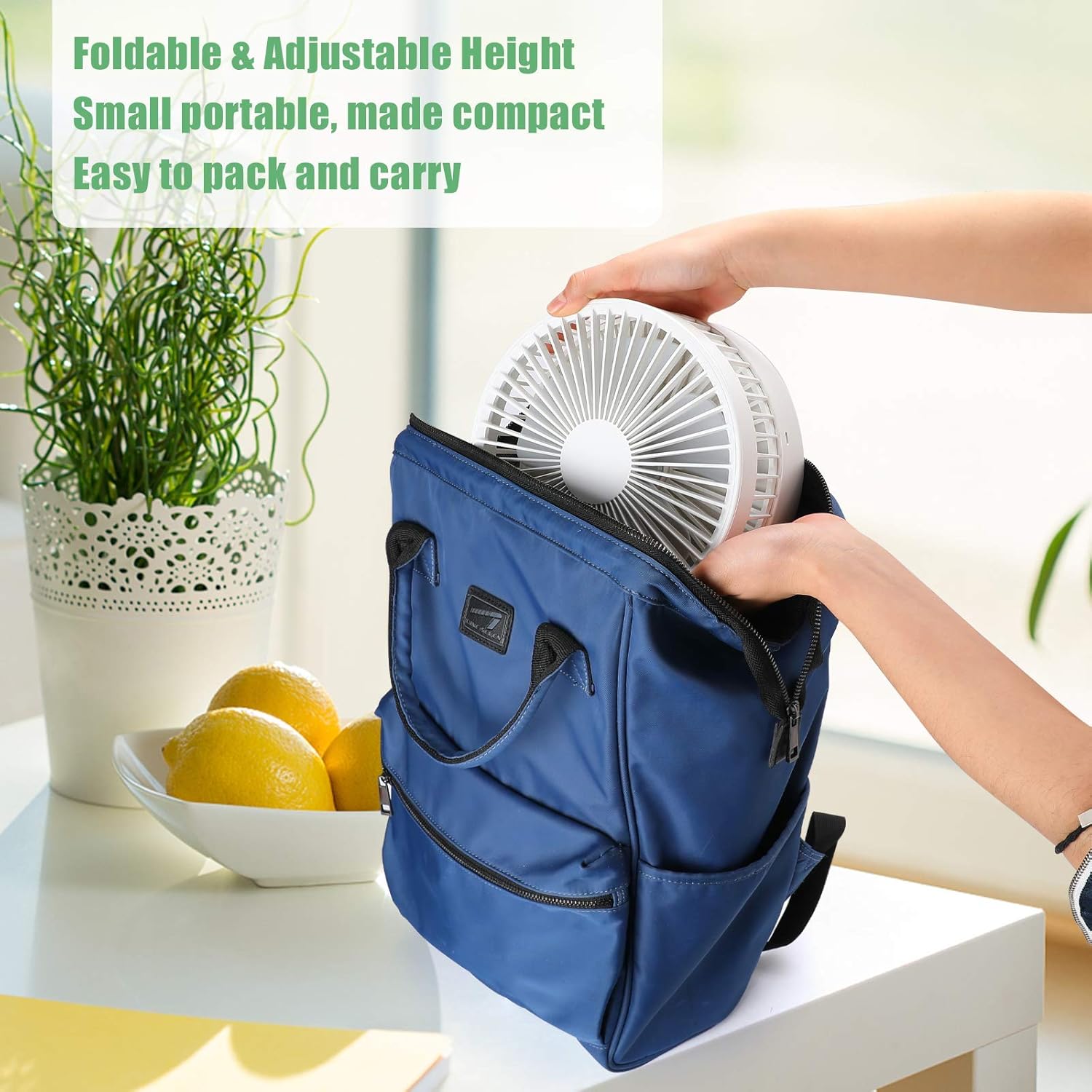 بانكه متحركه تعمل بالشحن 180ْ Foldable Fan ضمان 6 أشهر