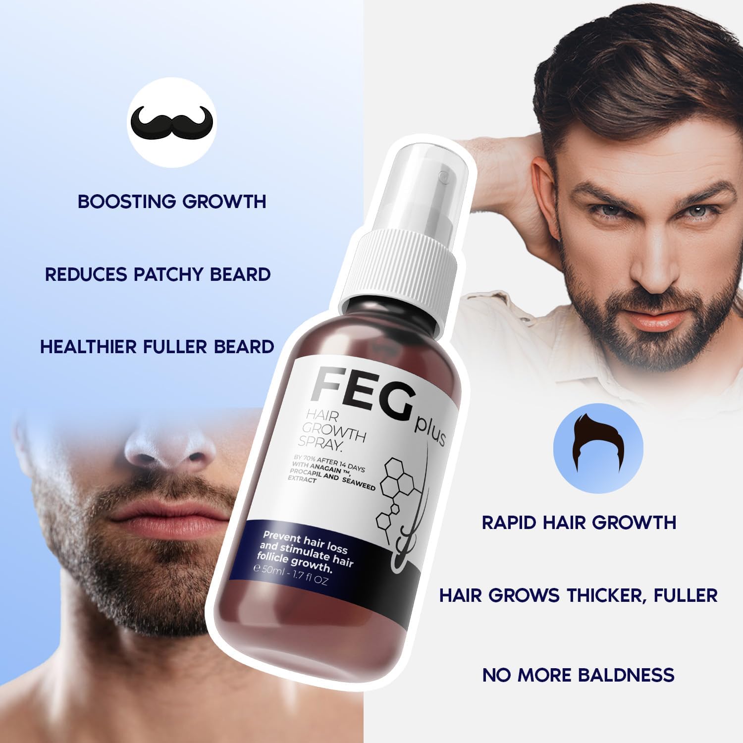 عرض سيرم Blue PePtide + سبراي الشعر FEG 