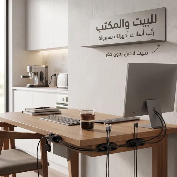 حوامل ومنظم أالاسلاك بملصق قوي للمكتب والجدار 