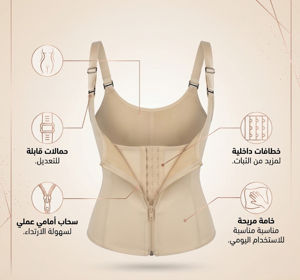 عرض 2 قطعة مشد الكيرفي لتنحيف الجسم اسود وبيج XL