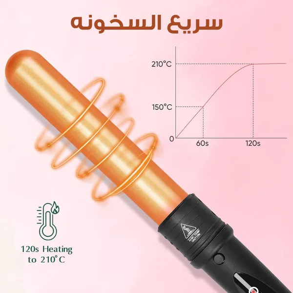 مجموعة مكواة تجعيد الشعر مع 5 رؤوس قابلة للتبديل، تتضمن فرشاة حرارية، ومكواة تجعيد الشعر، و3 مكواة تجعيد شعر سيراميكية