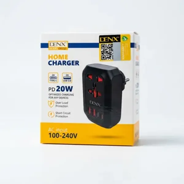 عرض شاحن كل منزل متعدد المداخل (2 مدخل Type -C + مدخلين USB + مدخل فيشة ) بسرعة 20 W سعر الجملة + مفتاح غالق لكاميرا الجوال