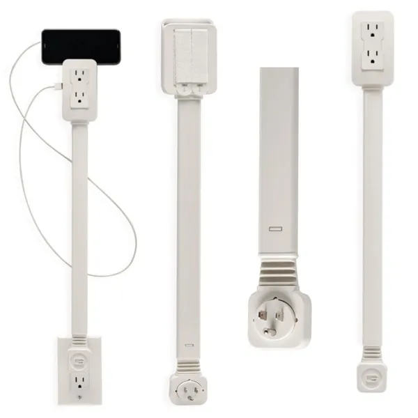 مشترك كهرباء قابل للتمدد والسحب مقبس كهرباء و USB يدور 180 درجة