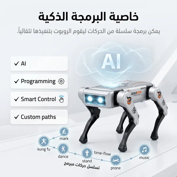روبوت ذكاء اصطناعي قابل للبرمجة مع تحكم صوتي وجهاز تحكم عن بعد للاطفال