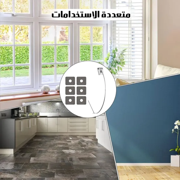 منظف النوافذ من الداخل والخارج مع ذراع قابل للتعديل وغيارات مايكروفايبر