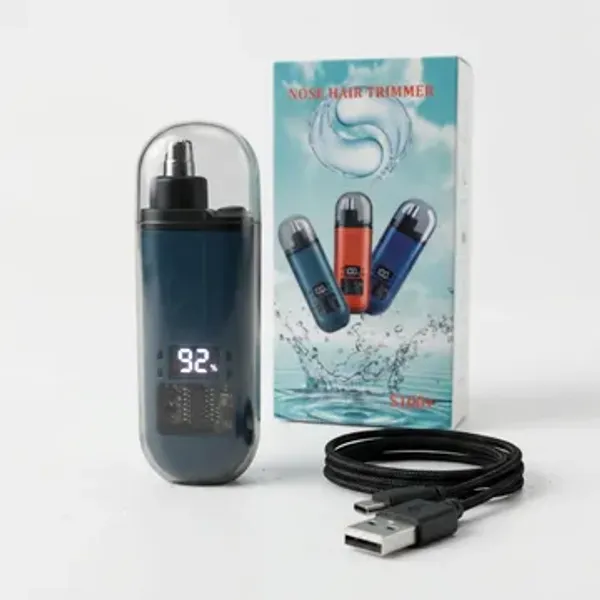 ماكينة تشذيب شعر الأنف الكهربائية، صغيرة الحجم, محمولة، مناسبة للرجال والنساء، شحن USB، استخدام لاسلكي+رداء حلاقة اللحية
