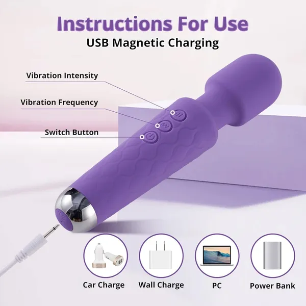 عصا تدليك الجسم القابلة لإعادة الشحن عبر USB