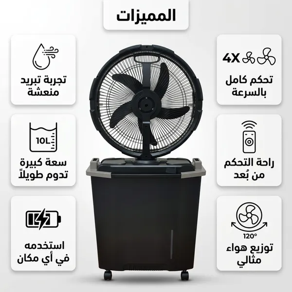 مروحة رذاذ من دينكس  تعمل بالشحن بديلة المكيف الصحراوي سهلة التنقل ومناسبة للسفر  بضمان عامين 