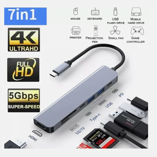 محول متعدد المنافذ (ناقل سريع - K4 HDMI-PD 100W - مداخل Type-c)