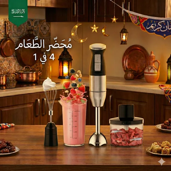 محضر الطعام (خلاط يدوي و هاند بلندر 4 في 1 للتقطيع و الفرم )